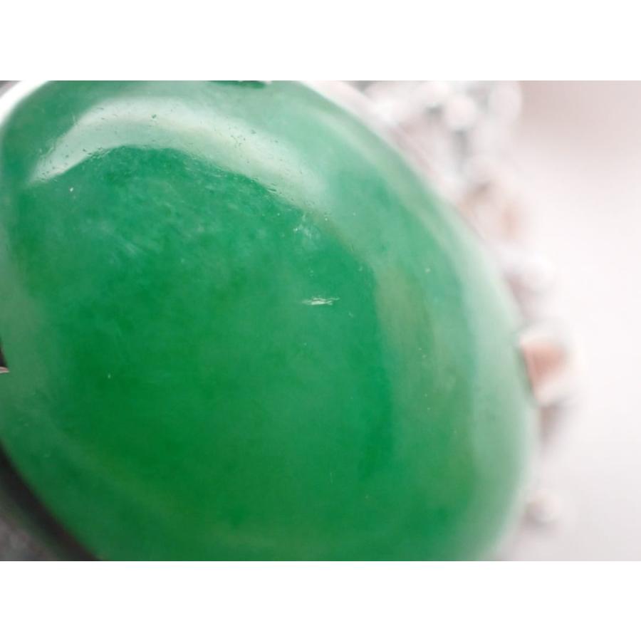 PT900 プラチナ ダイヤ取巻き ヒスイ リング J2.85ct D0.37ct 18号 7.73g 中古A+ 【送料無料】 C-9432の画像