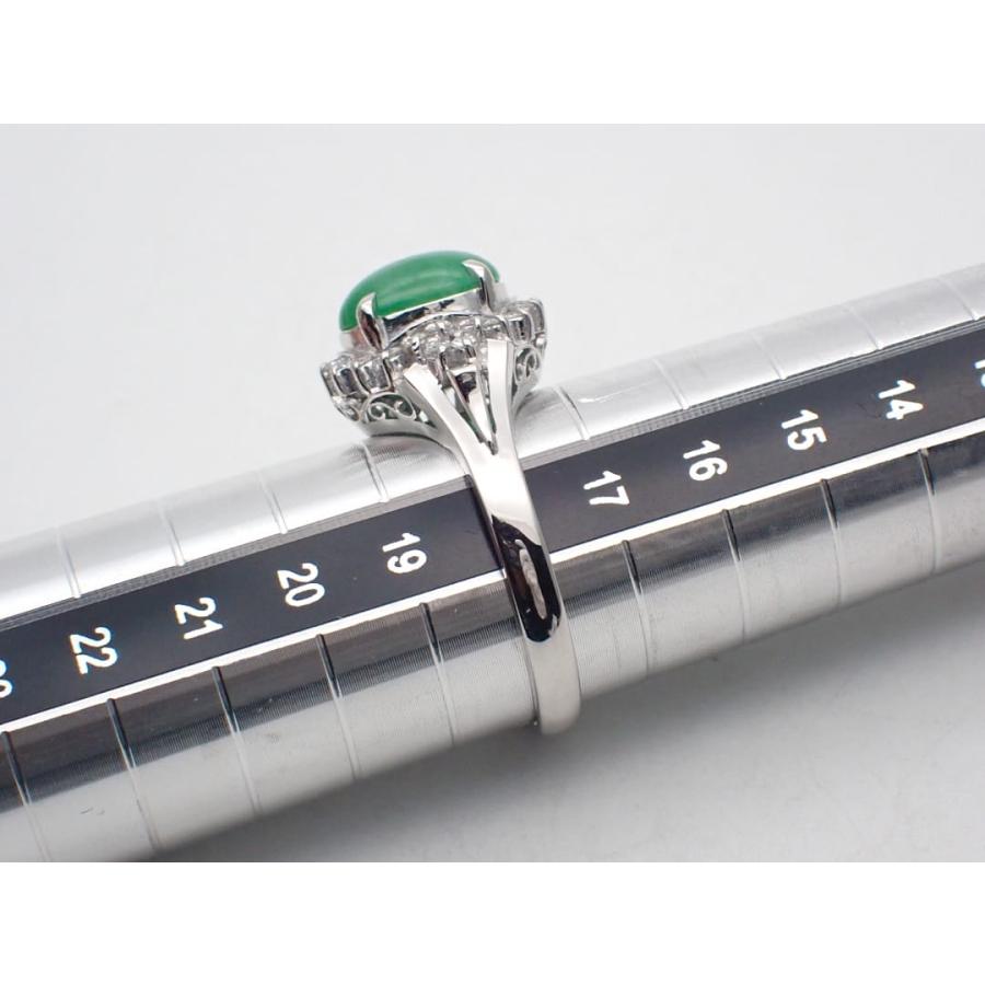 PT900 プラチナ ダイヤ取巻き ヒスイ リング J2.85ct D0.37ct 18号 7.73g 中古A+ 【送料無料】 C-9432の画像