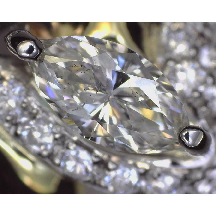 K18 Pt900 イエローゴールド プラチナ マーキスダイヤリング 13号 0.61ct 7.66g 中古A+ 【送料無料】 C-9454の画像