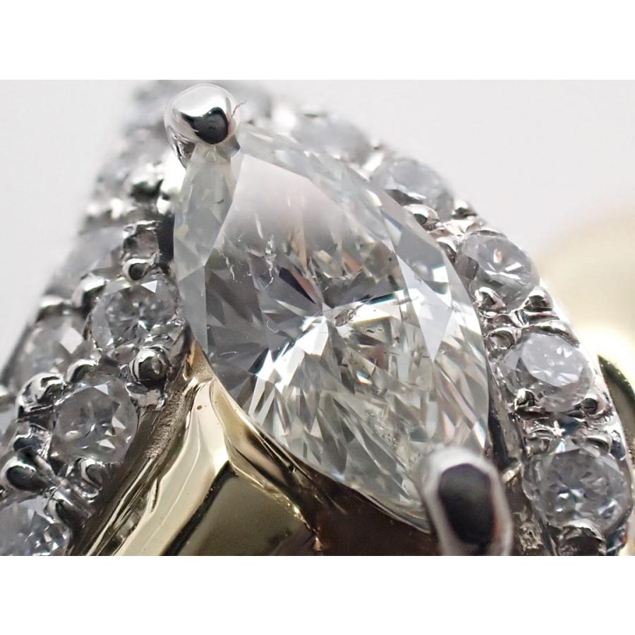 K18 Pt900 イエローゴールド プラチナ マーキスダイヤリング 13号 0.61ct 7.66g 中古A+ 【送料無料】 C-9454の画像