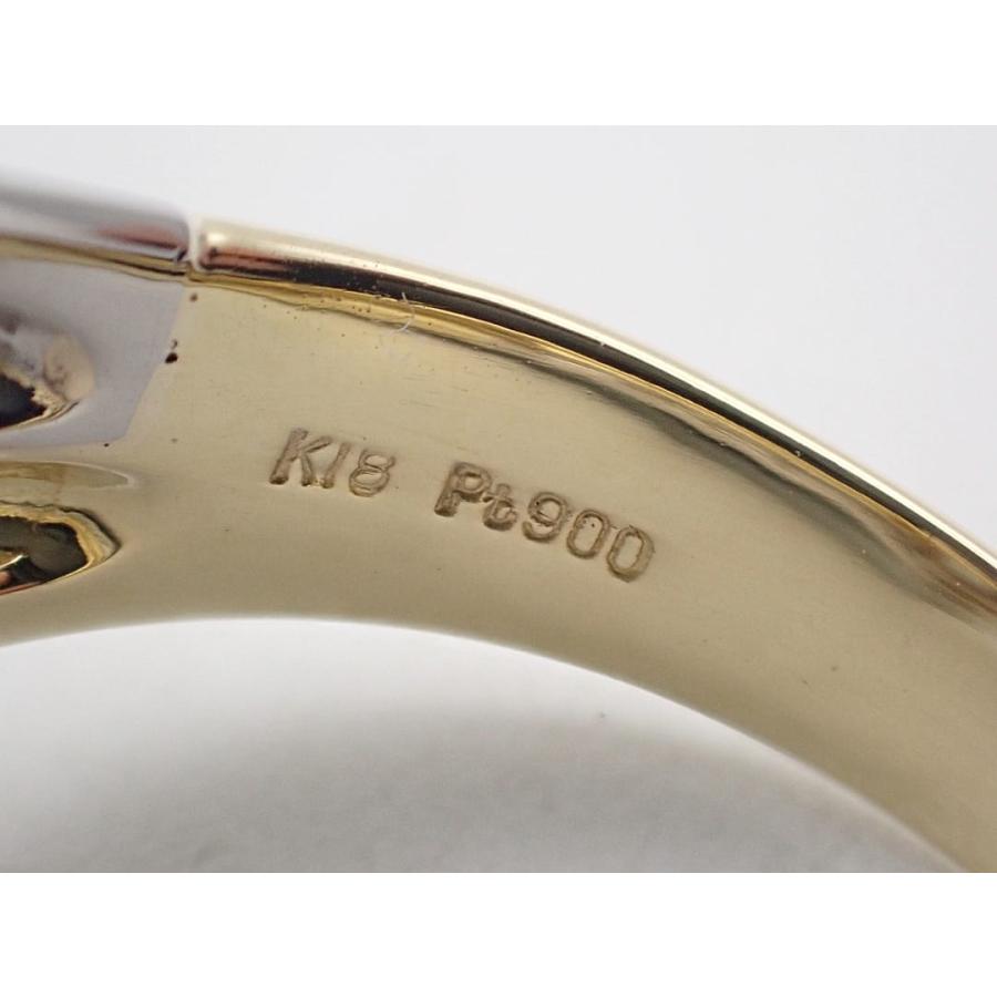 K18 Pt900 イエローゴールド プラチナ マーキスダイヤリング 13号 0.61ct 7.66g 中古A+ 【送料無料】 C-9454の画像