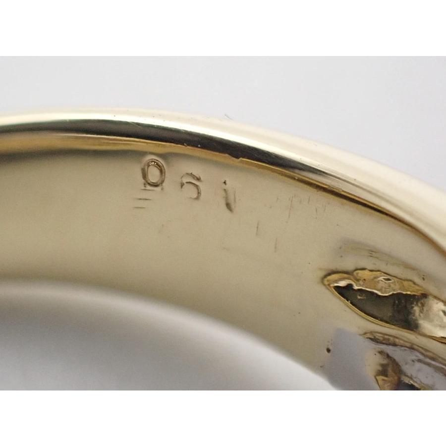 K18 Pt900 イエローゴールド プラチナ マーキスダイヤリング 13号 0.61ct 7.66g 中古A+ 【送料無料】 C-9454の画像