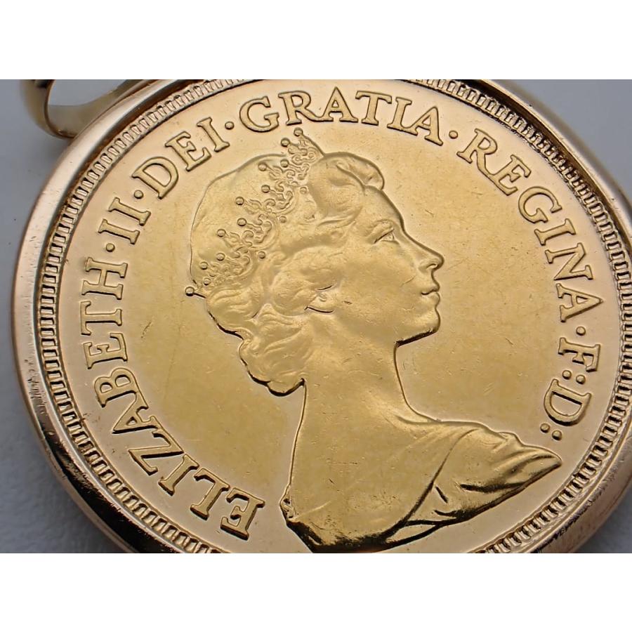 916 K22 ハーフソブリン金貨 ペンダントトップ K18枠 1982年銘