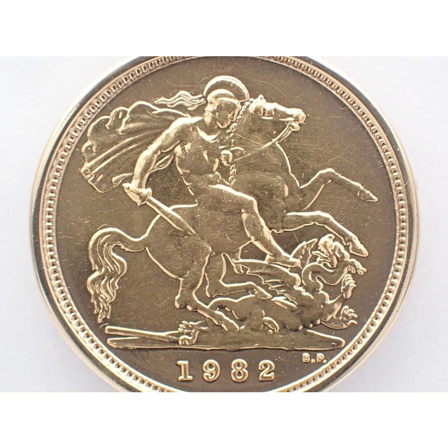 K22英国 1989年KM956 ソブリン金貨500周年記念 ペンダントトップ イギリス 1989年 5ポンド 金貨 エリザベス2世 ソブリン金貨500