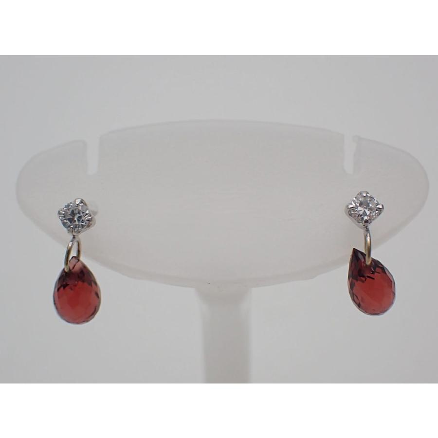 K14WG ホワイトゴールド ジルコン ガーネット ピアス 0.37g キャッチ