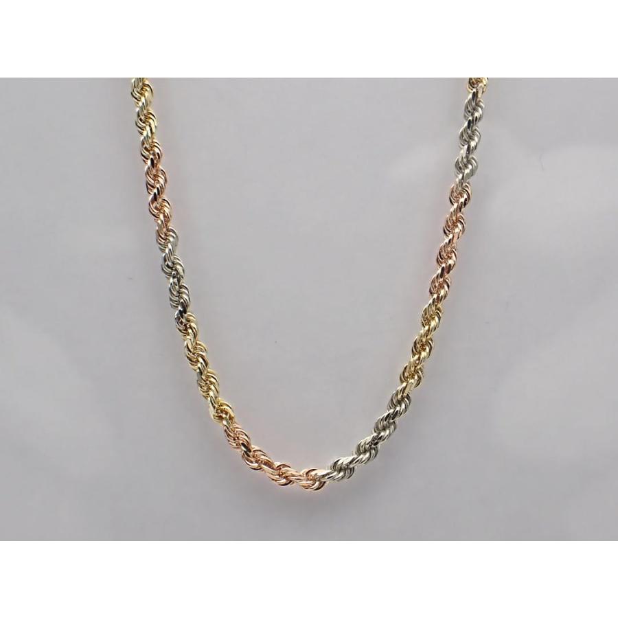 14K スリーカラーゴールド ツイストチェーンネックレス 45cm 6.69g
