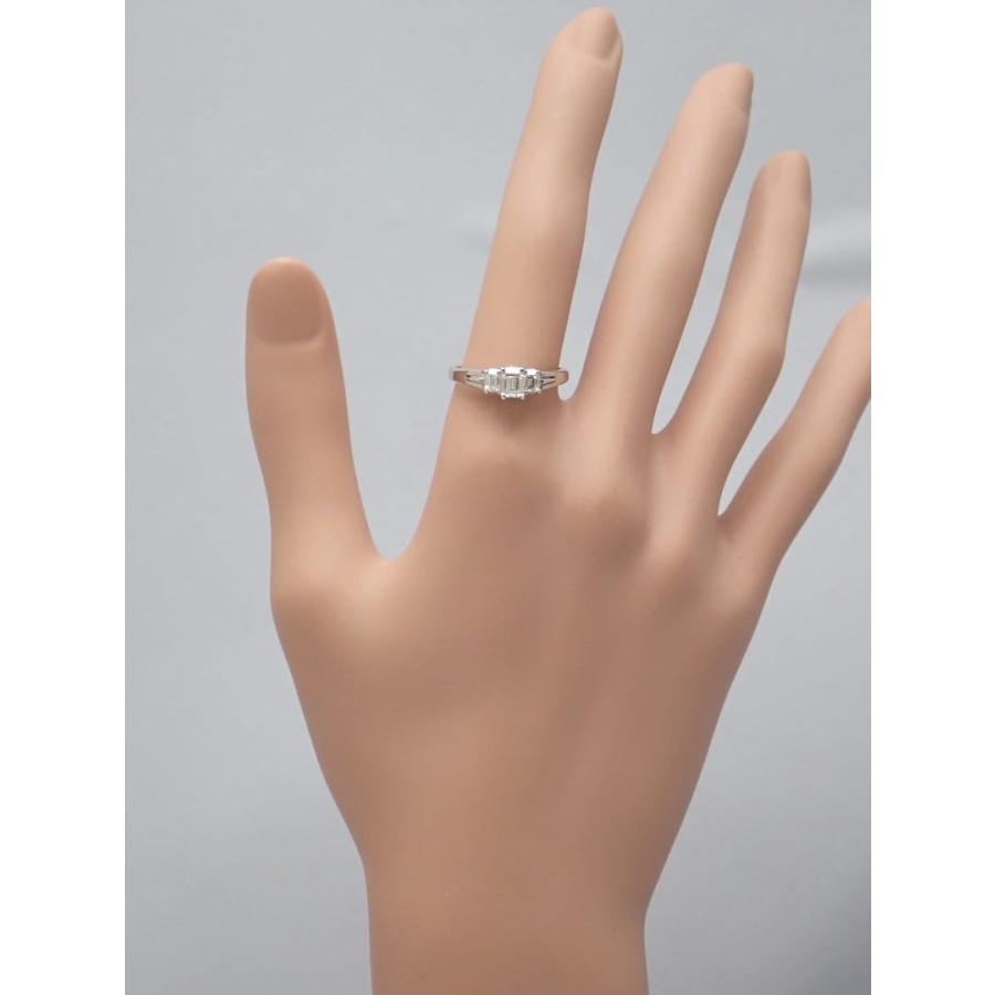 Pt900 プラチナ ダイヤリング スクエアカット 0.41ct+0.23ct 15号 4.57g 中古A+ 【送料無料】 C-9553の画像