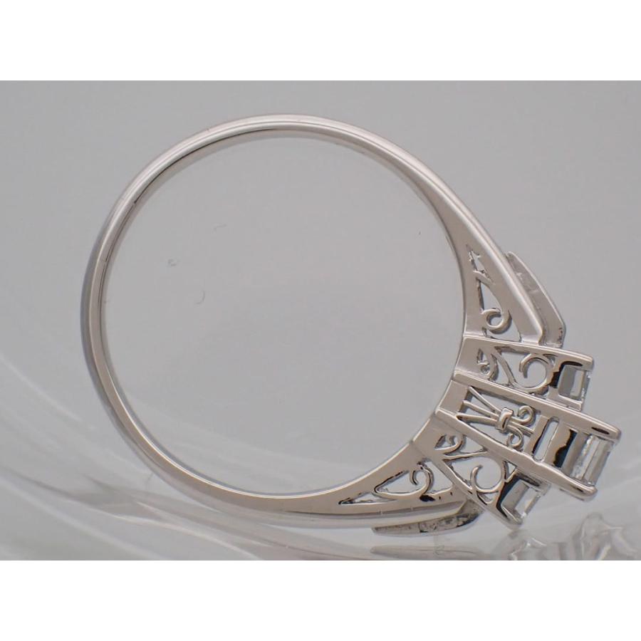 Pt900 プラチナ ダイヤリング スクエアカット 0.41ct+0.23ct 15号 4.57g 中古A+ 【送料無料】 C-9553の画像