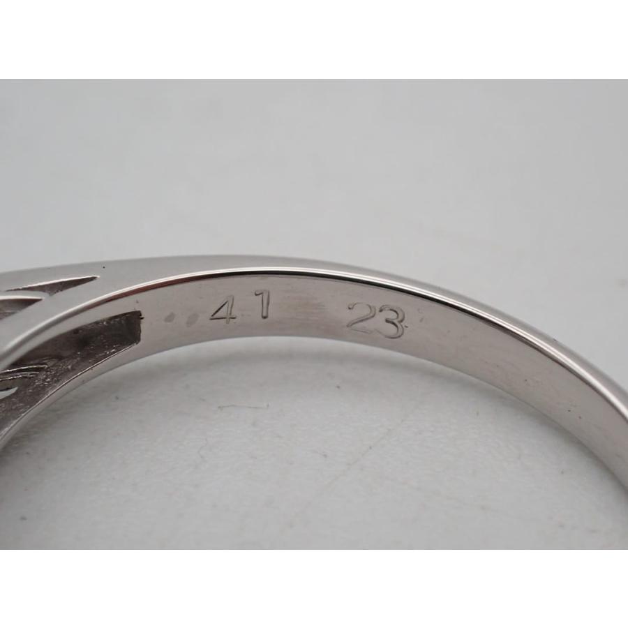 Pt900 プラチナ ダイヤリング スクエアカット 0.41ct+0.23ct 15号 4.57g 中古A+ 【送料無料】 C-9553の画像