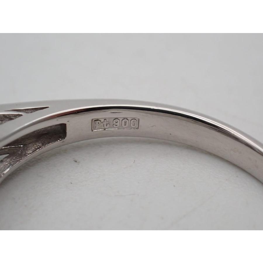 Pt900 プラチナ ダイヤリング スクエアカット 0.41ct+0.23ct 15号 4.57g 中古A+ 【送料無料】 C-9553の画像
