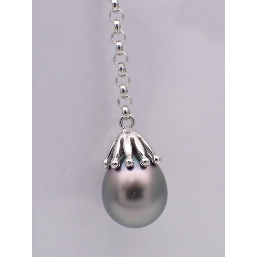 TASAKI タサキ 田崎真珠 K18WG ホワイトゴールド ブラック ドロップパール ペンダント ネックレス Y字 7.18g 中古A 【送料無料】 C-9579の画像
