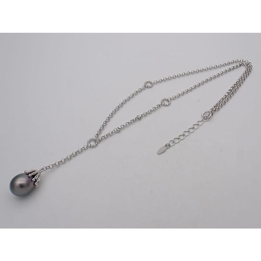 TASAKI タサキ 田崎真珠 K18WG ホワイトゴールド ブラック ドロップパール ペンダント ネックレス Y字 7.18g 中古A 【送料無料】 C-9579の画像