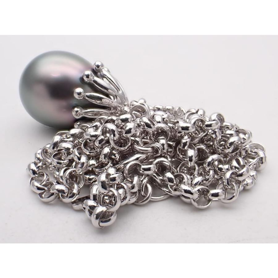 TASAKI タサキ 田崎真珠 K18WG ホワイトゴールド ブラック ドロップパール ペンダント ネックレス Y字 7.18g 中古A 【送料無料】 C-9579の画像