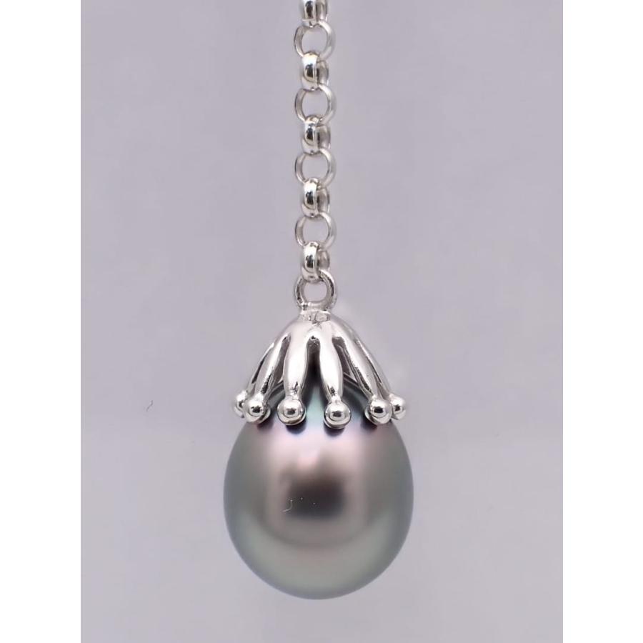 TASAKI タサキ 田崎真珠 K18WG ホワイトゴールド ブラック ドロップパール ペンダント ネックレス Y字 7.18g 中古A 【送料無料】 C-9579の画像