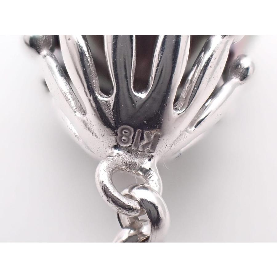 TASAKI タサキ 田崎真珠 K18WG ホワイトゴールド ブラック ドロップパール ペンダント ネックレス Y字 7.18g 中古A 【送料無料】 C-9579の画像