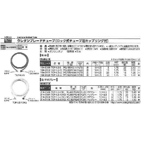 トラスコ中山 ウレタンブレードチューブ 6.5X10 10m ネオグレー TOP-6.5-10NG [A092405]｜daishinshop｜02