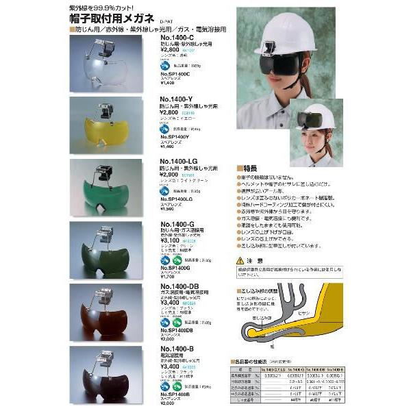 トーヨーセフティ TOYO 【Z】帽子取り付け用メガネ 透明 No.1400-C [102-641001] |  | 01