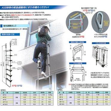 サンコー タイタン 【受注生産品】 蛍光避難梯子緊急避難用窓枠用 AP-8.5 [A130405]｜daishinshop