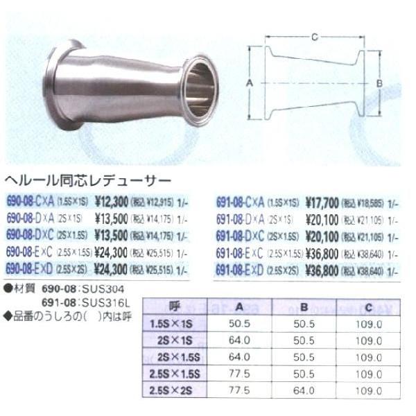 カクダイ　KAKUDAI　ヘルール同芯レデューサー　#690-08-ExC　[A150503]　2.5Sx1.5S