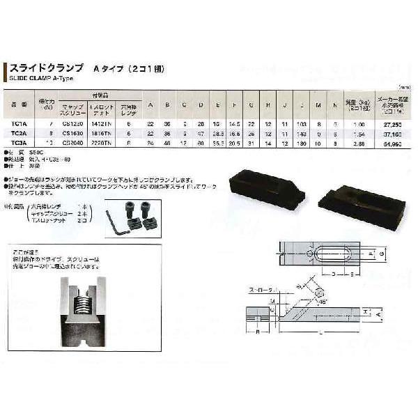スーパーツール 【個人宅不可】 スライドクランプ（Aタイプ）（2コ1組） TC3A  [27-087940]の画像