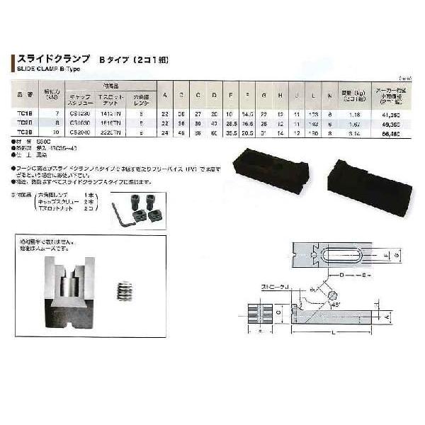 スーパーツール 【個人宅不可】 スライドクランプ（Bタイプ）（2コ1組） TC2B  [27-117920]の画像