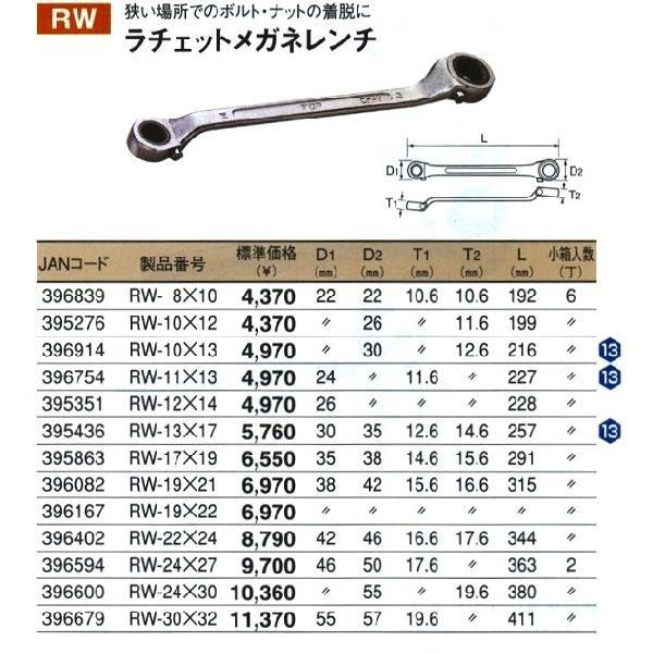 トップ工業 TOP ラチェットメガネレンチ RW-19X21 [A010408]｜daishinshop｜02