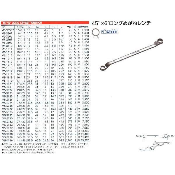 【キャンセル不可】KTC 45゜X6゜ ロングメカ゛ネレンチ M5-1922 [A010308]｜daishinshop｜02