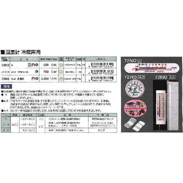 シンワ測定 冷蔵庫用 温度計 A マグネット付 No.72532 : DAISHIN工具箱