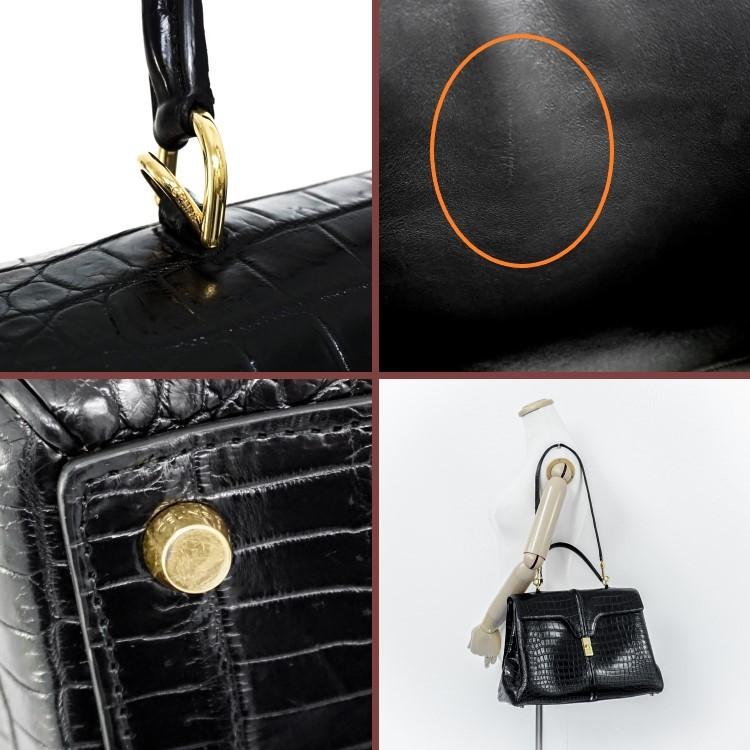 【希少】CELINE 16 セーズ ハンドバッグ ショルダーバッグ クロコダイルマット レザー ブラック ゴールド金具 2WAY ブランドバッグ 2s78447j【中古】 | 16（CELINE） | 13