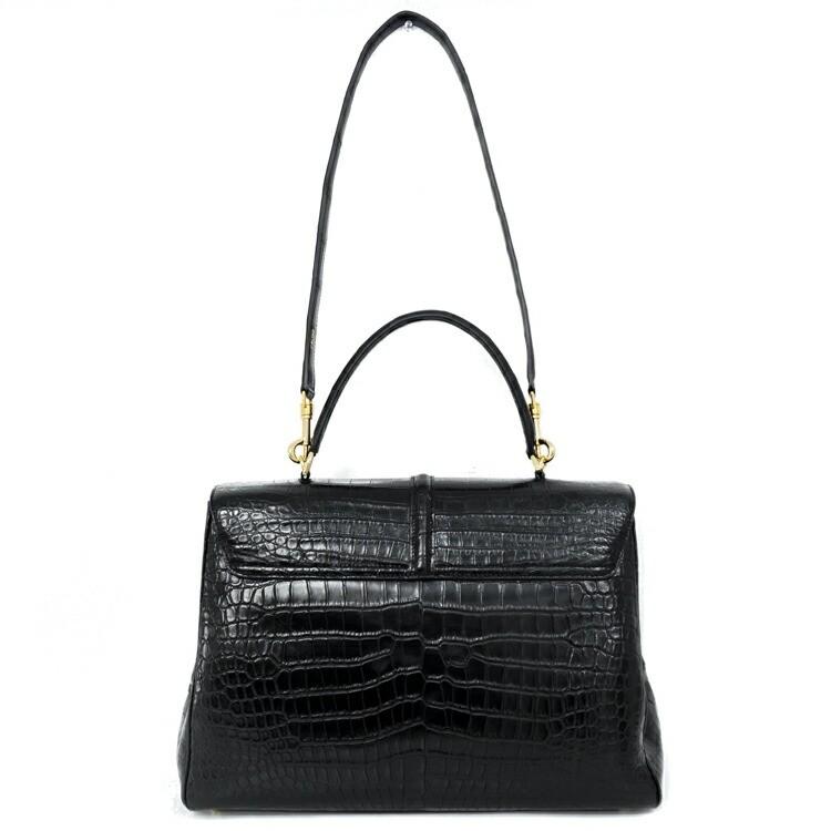 【希少】CELINE 16 セーズ ハンドバッグ ショルダーバッグ クロコダイルマット レザー ブラック ゴールド金具 2WAY ブランドバッグ 2s78447j【中古】 | 16（CELINE） | 02