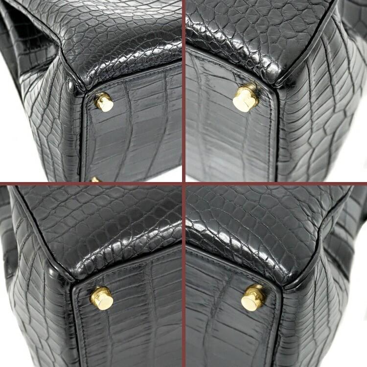 【希少】CELINE 16 セーズ ハンドバッグ ショルダーバッグ クロコダイルマット レザー ブラック ゴールド金具 2WAY ブランドバッグ 2s78447j【中古】 | 16（CELINE） | 04
