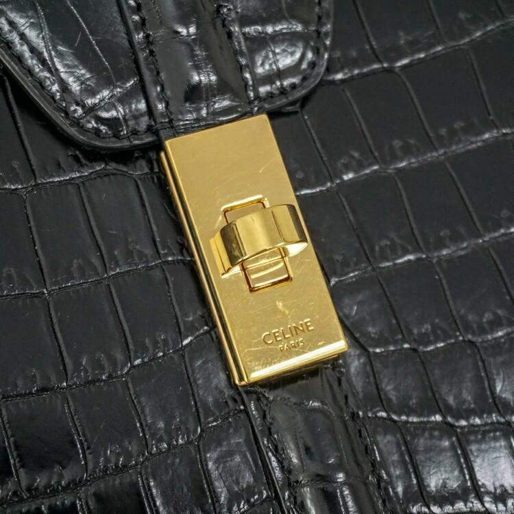 【希少】CELINE 16 セーズ ハンドバッグ ショルダーバッグ クロコダイルマット レザー ブラック ゴールド金具 2WAY ブランドバッグ 2s78447j【中古】 | 16（CELINE） | 07