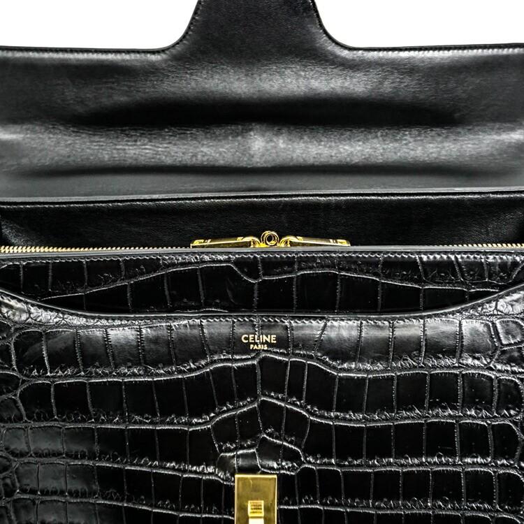 【希少】CELINE 16 セーズ ハンドバッグ ショルダーバッグ クロコダイルマット レザー ブラック ゴールド金具 2WAY ブランドバッグ 2s78447j【中古】 | 16（CELINE） | 08