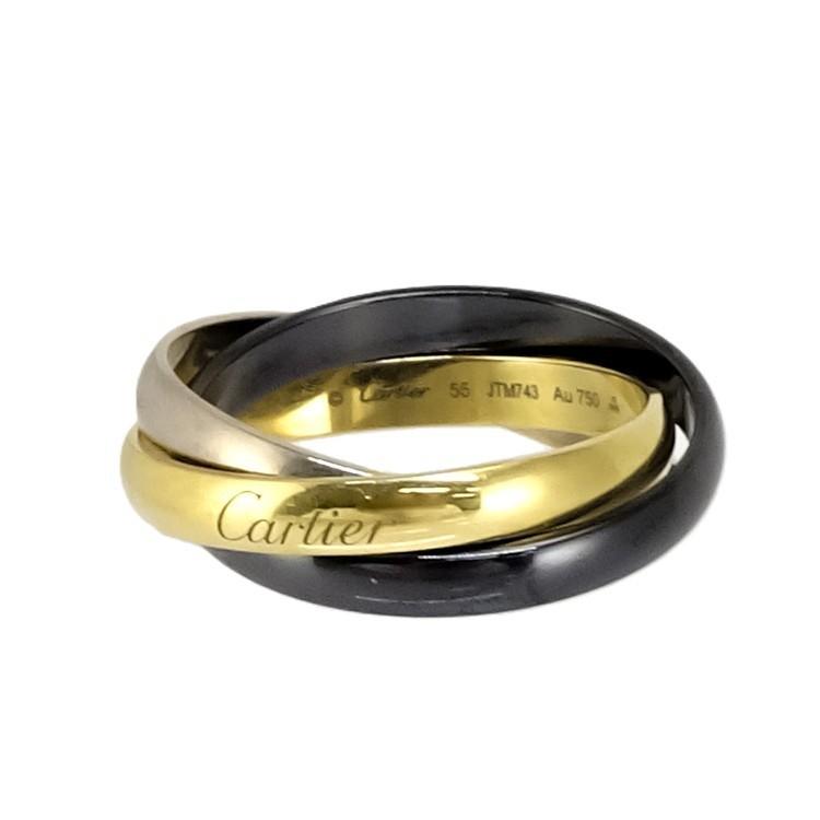 カルティエ トリニティ セラミック/K18WGリング サイズ55 TRINITY（Cartier） カルティエ トリニティ リング セラミック K18YG