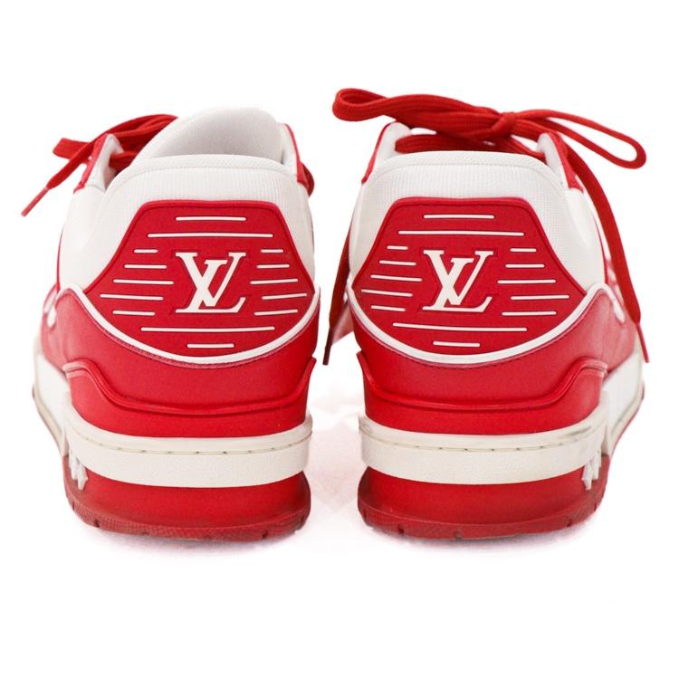 【中古】ルイヴィトン LV×U2ボノ トレイナー・ライン モノグラム メンズ スニーカー 靴 1A8PJW レザー レッド ホワイト 5513360mの画像