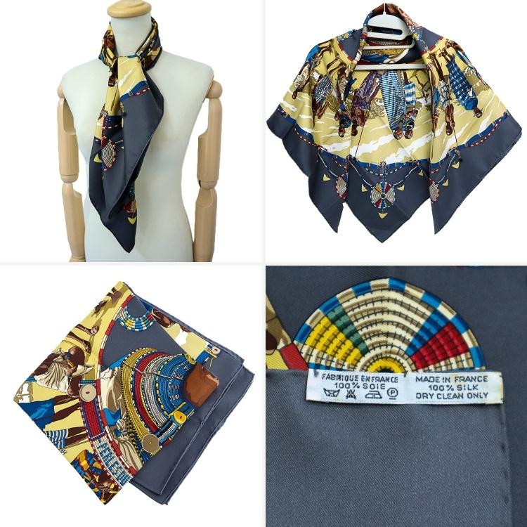 HERMES（エルメス） 【美品】HERMES カレ90 大判スカーフ PERLES DU