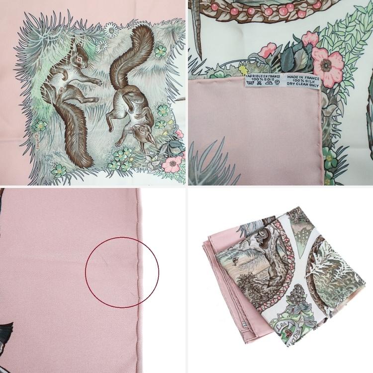 HERMES エルメス カレ90 四季 大判スカーフ シルク タグ付き ピンク HERMES（エルメス） 【美品】HERMES カレ90 大判スカーフ LES QUATRE