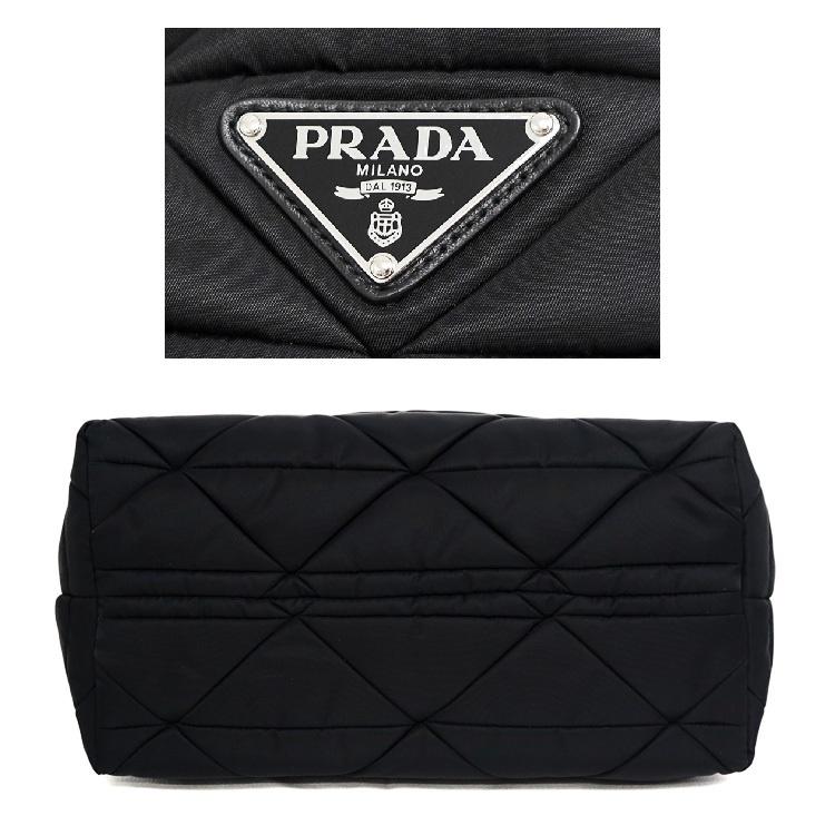 中古】プラダ ミディアム パデッド Re-Nylon レザー 2WAY トートバッグ