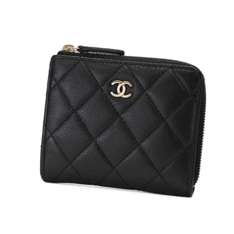 中古】シャネル マトラッセ L字ファスナー コンパクト 財布 ミニ