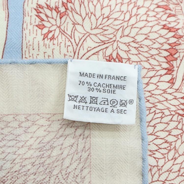 エルメス カレジェアン カレ140 Retour a la Nature 自然回帰 カシシル 大判ストール カシミア シルク ローズ ブルー ジョーヌ HERMES 6075511j 【中古】の画像