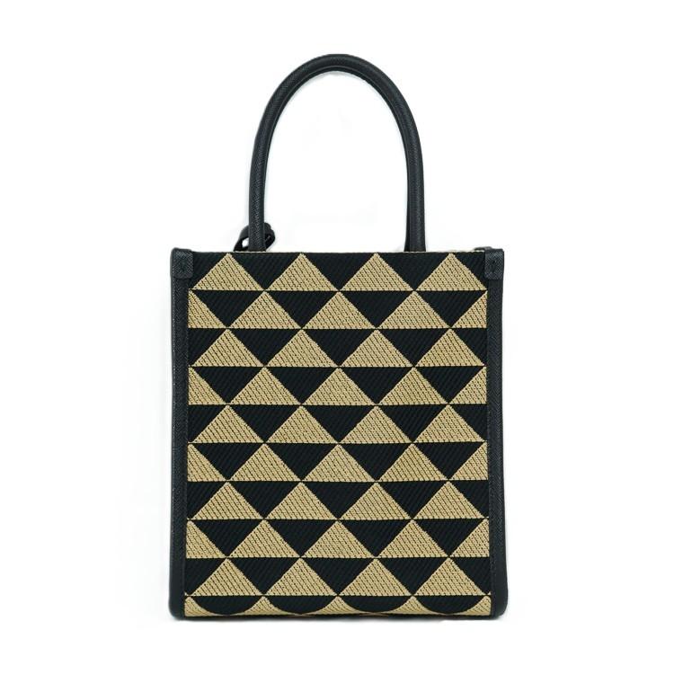 【美品】PRADA シンボル エンブロイダリー ジャガードファブリック ミニバッグ レディースバッグ ショルダーバッグ 2Way 1BA355 ブラック 6083117j_1