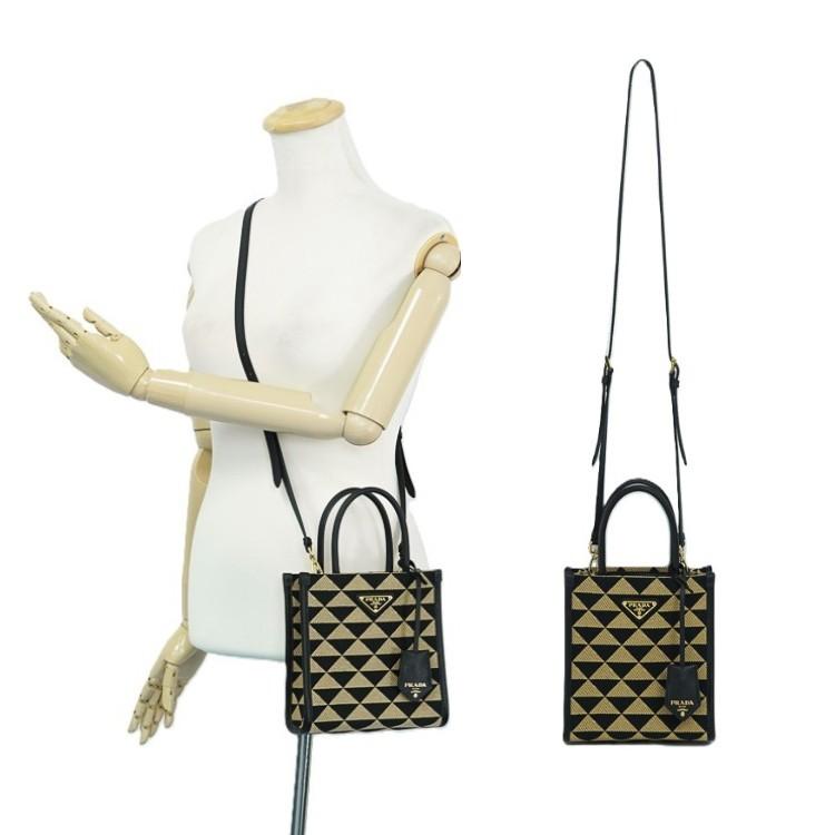 【美品】PRADA シンボル エンブロイダリー ジャガードファブリック ミニバッグ レディースバッグ ショルダーバッグ 2Way 1BA355 ブラック 6083117j_2