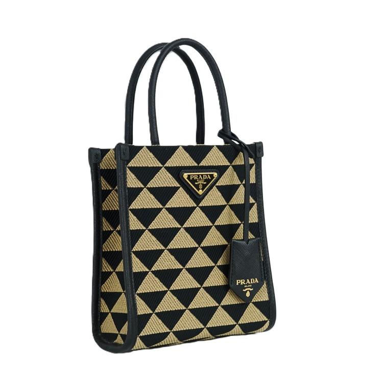 【美品】PRADA シンボル エンブロイダリー ジャガードファブリック ミニバッグ レディースバッグ ショルダーバッグ 2Way 1BA355 ブラック 6083117j_3