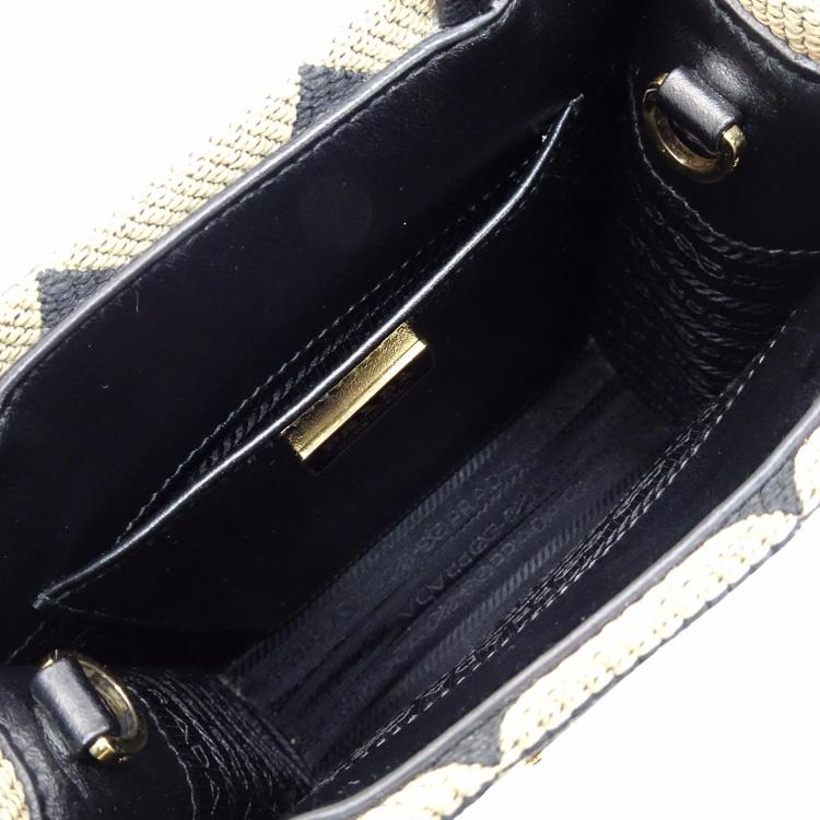 【美品】PRADA シンボル エンブロイダリー ジャガードファブリック ミニバッグ レディースバッグ ショルダーバッグ 2Way 1BA355 ブラック 6083117j_7