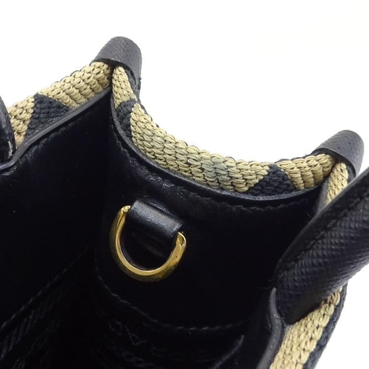 【美品】PRADA シンボル エンブロイダリー ジャガードファブリック ミニバッグ レディースバッグ ショルダーバッグ 2Way 1BA355 ブラック 6083117j_9