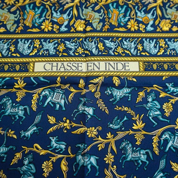 HERMES（エルメス） 【美品】 カレ90 大判スカーフ CHASSE EN INDE