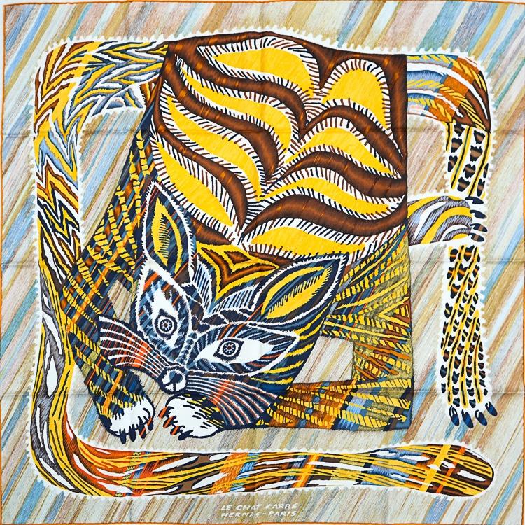 HERMES（エルメス） 【美品】 カレ90 大判スカーフ Le Chat Carre ル