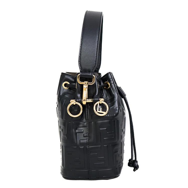 【極美品】フェンディ MINI MON TRESOR ズッカ 2Way ショルダーバッグ レディースバッグ 巾着 8BS010-0A3ZG レザー ブラック 6166810mの画像