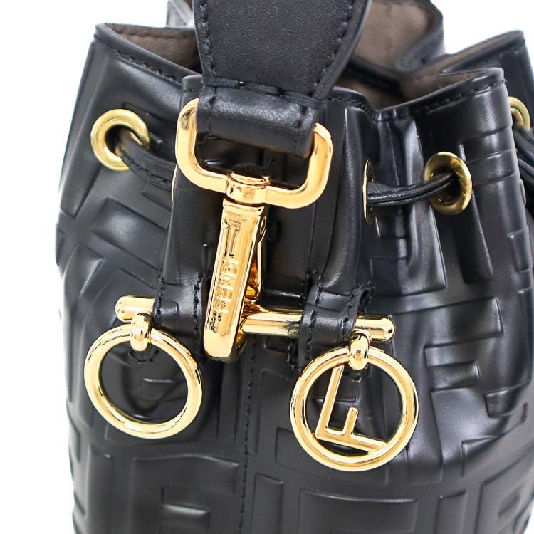 【極美品】フェンディ MINI MON TRESOR ズッカ 2Way ショルダーバッグ レディースバッグ 巾着 8BS010-0A3ZG レザー ブラック 6166810mの画像