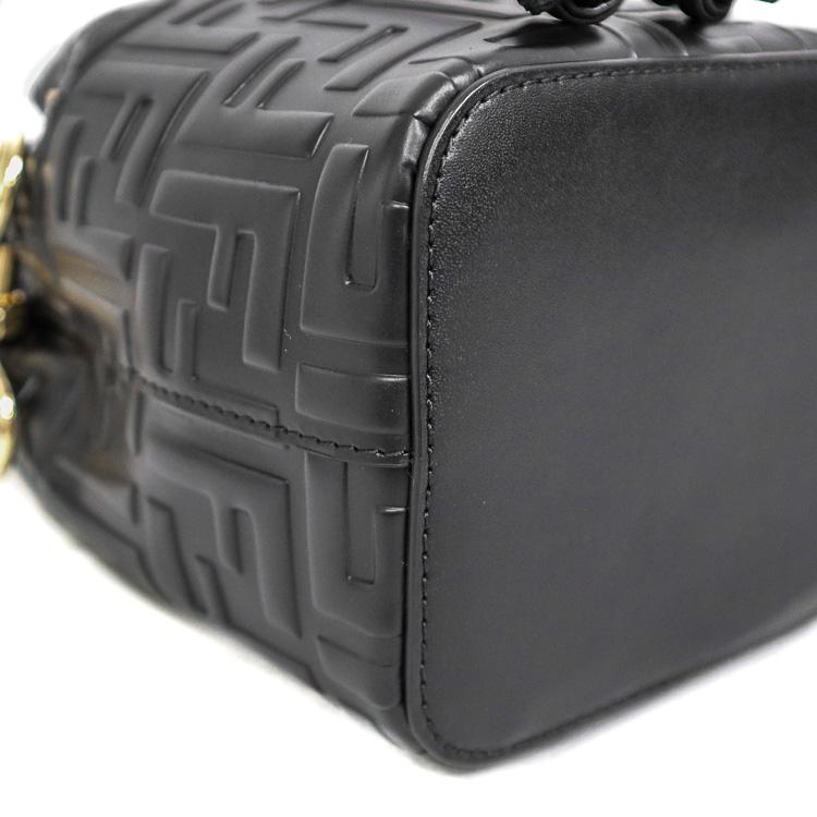 【極美品】フェンディ MINI MON TRESOR ズッカ 2Way ショルダーバッグ レディースバッグ 巾着 8BS010-0A3ZG レザー ブラック 6166810mの画像
